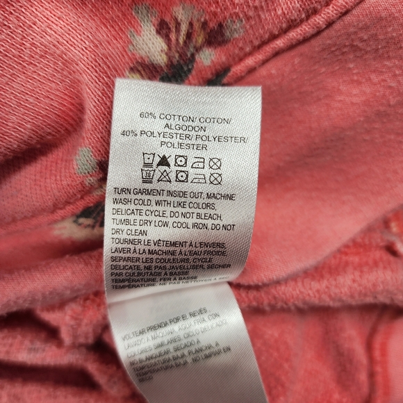 Lucky Brand Floral Pink Sweatshirt Lightweight Size L - Picture 5 of 7